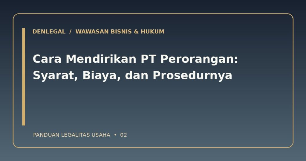 Pendirian PT perorangan — ilustrasi DenLegal